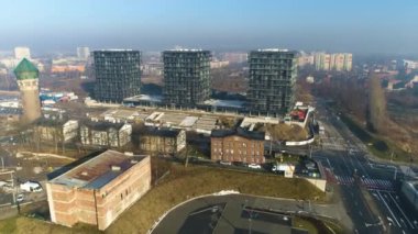 Aerial View Of The First District Housing Estate In Katowice. High quality 4k footage
