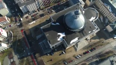 Upper Silesian Pantheon In Katowice From The Aerial View. High quality 4k footage