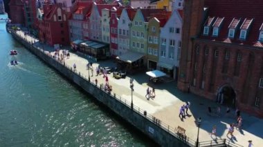 Aerial view of Rybackie Pobrzeze in Gdansk. High quality 4k footage