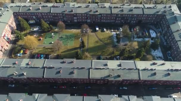 Houses Historic Housing Estate Nikiszowiec Katowice Aerial View High Quality — стоковое видео