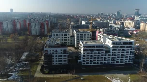 Building Dolina Trzech Stawow Katowice Aerial View High Quality Footage — стоковое видео