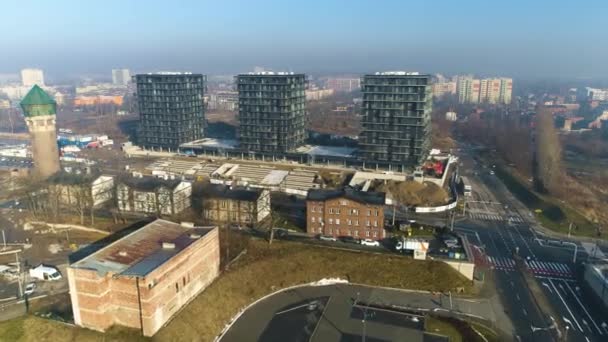 Aerial View First District Housing Estate Katowice High Quality Footage — Wideo stockowe