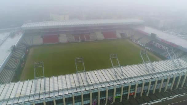 Aerial View Foggy Cracovia Stadium Unique Footage High Quality Footage — Wideo stockowe