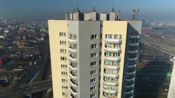 Aerial View Star Skyscrapers Beautiful Silesian Climate High Quality Footage — Vídeos de Stock