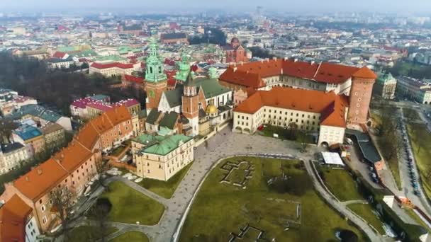 Aerial View Wawel Castle Cracow Beautiful Polish Footage High Quality — Stockvideo