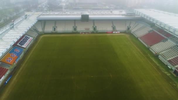 Aerial View Foggy Cracovia Stadium Unique Footage High Quality Footage — Vídeo de stock