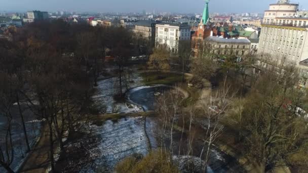 Aerial View Fountain Planty Cracow Beautiful Polish Footage High Quality — Wideo stockowe
