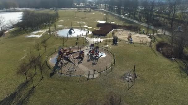 Playground Dolina Trzech Stawow Katowice Aerial View High Quality Footage — Stockvideo