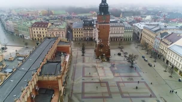 Aerial View Cracow Main Square Beautiful Polish Footage High Quality — Wideo stockowe