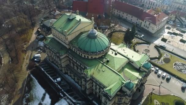 Aerial View Teatr Juliusz Slowacki Cracow Beautiful Polish Footage High — Stock videók