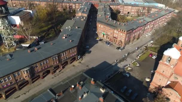 Old Historic Housing Estate Nikiszowiec Katowice Aerial View High Quality — Vídeos de Stock