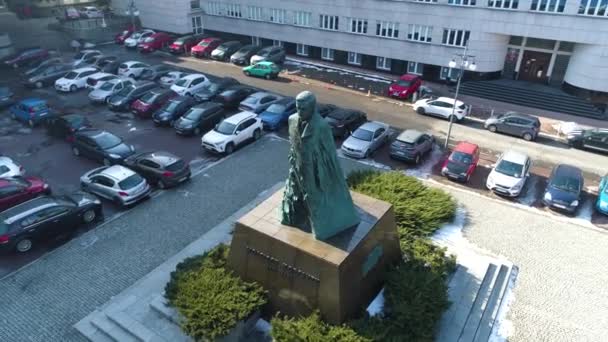 Square Silesian Sejm Katowice Aerial View High Quality Footage — Wideo stockowe