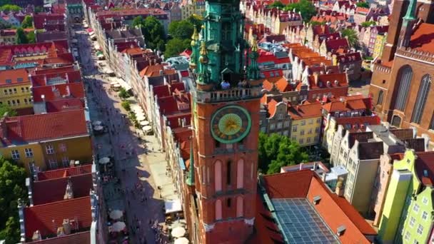 Aerial View Museum Gdansk Main Town Hall High Quality Footage — стоковое видео