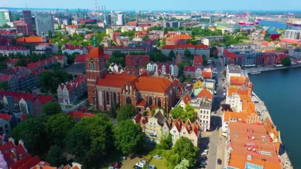 Aerial View Kosciol Jana Gdansk High Quality Footage — Vídeo de stock