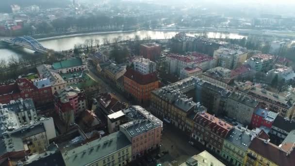 Aerial View Buildings Vistula Cracov Beautiful Poland High Quality Footage — Vídeo de stock