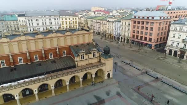 Aerial View Cracow Main Square Beautiful Polish Footage High Quality — Stockvideo