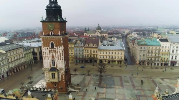 Aerial View Cracow Main Square Beautiful Polish Footage High Quality — Video
