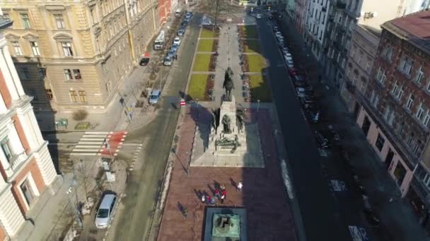 Aerial View Battle Grunwald Monument Cracow Beautiful Polish Footage High — Stock Video