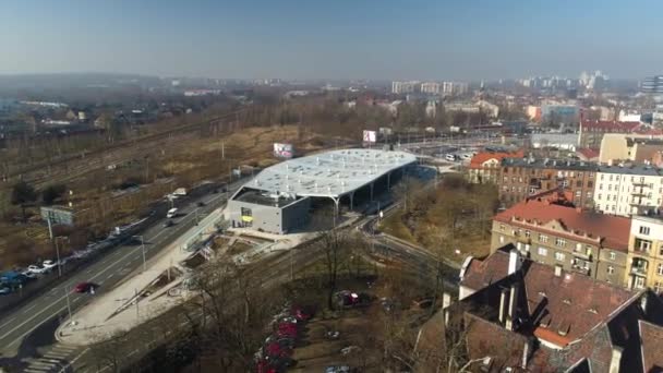 International Bus Station Katowice Aerial View High Quality Footage — Vídeo de Stock