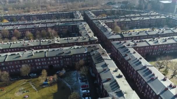 Old Historic Housing Estate Nikiszowiec Katowice Aerial View High Quality — Vídeos de Stock