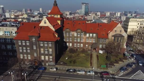 University Silesia Katowice Aerial View High Quality Footage — Vídeos de Stock
