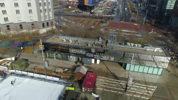 カトヴィツェのマーケット広場 市内中心部の空中ビュー 高品質4K映像 — ストック動画