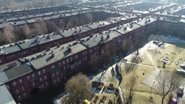 Old Historic Housing Estate Nikiszowiec Katowice Aerial View High Quality — Vídeo de Stock