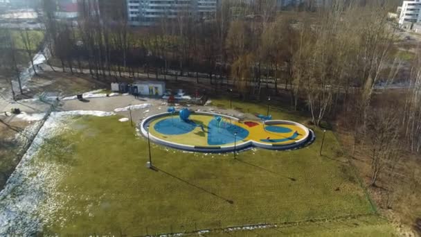 Havadan Bakıldığında Katowice Deki Dolina Trzech Stadyumu Nda Oyun Parkı — Stok video