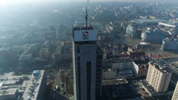 Aerial View Courtyard Marriott Katowice City Center High Quality Footage — ストック動画