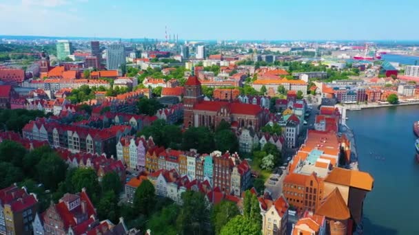 Aerial View Kosciol Jana Gdansk High Quality Footage — Wideo stockowe