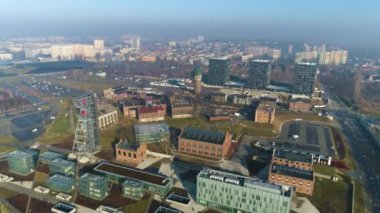 Aerial View On The Silesian Museum Katowice. A beautiful landscape. High quality 4k footage