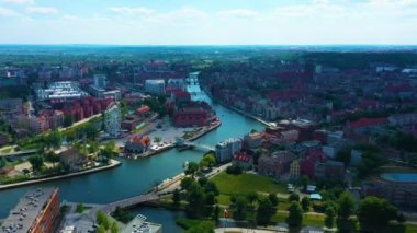 Aerial view of the old town in Gdansk. High quality 4k footage