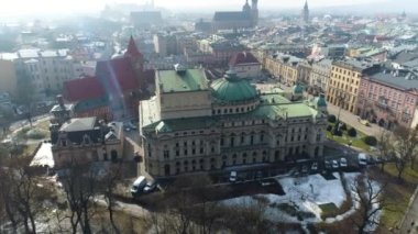 Aerial View of the Teatr im. Juliusz Slowacki. High quality 4k footage