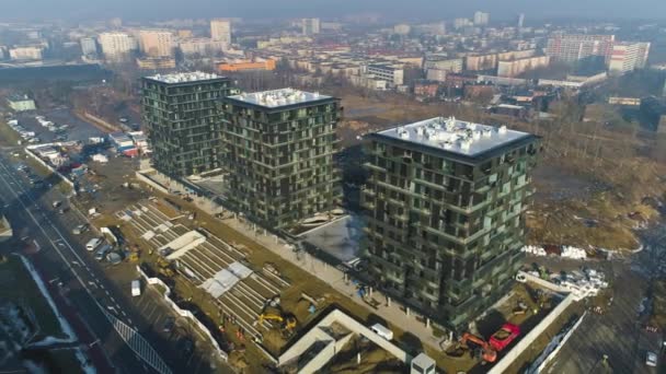 Aerial View First District Housing Estate Katowice High Quality Footage — Stok video