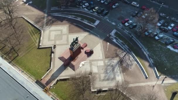 Chrobry Square Pilsudski Monument Katowice Aerial View High Quality Footage — Wideo stockowe