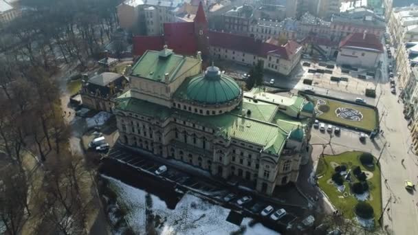 Aerial View Teatr Juliusz Slowacki Cracow Beautiful Polish Footage High — Vídeo de stock