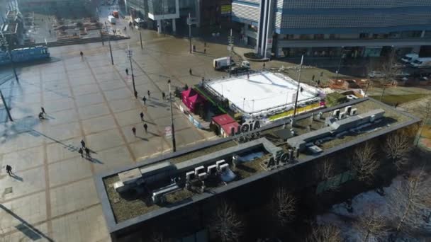 Market Square Katowice Aerial View City Center High Quality Footage — Vídeos de Stock