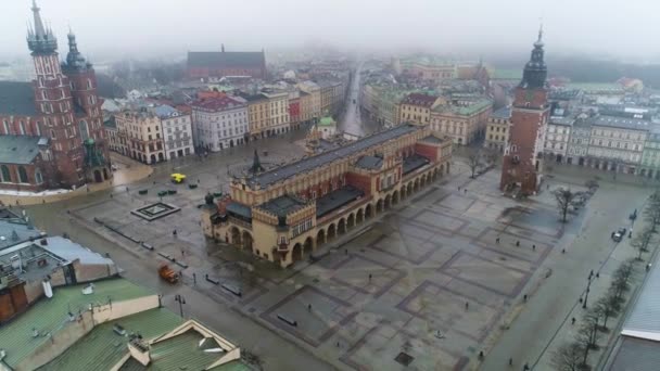 Aerial View Cracow Main Square Beautiful Polish Footage High Quality — Video Stock