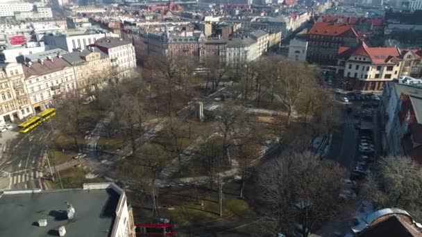 Freedom Square Katowice Aerial View Top High Quality Footage — Stock video