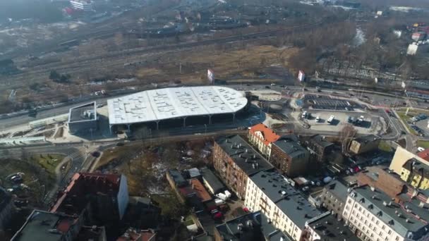 International Bus Station Katowice Aerial View High Quality Footage — Stock video