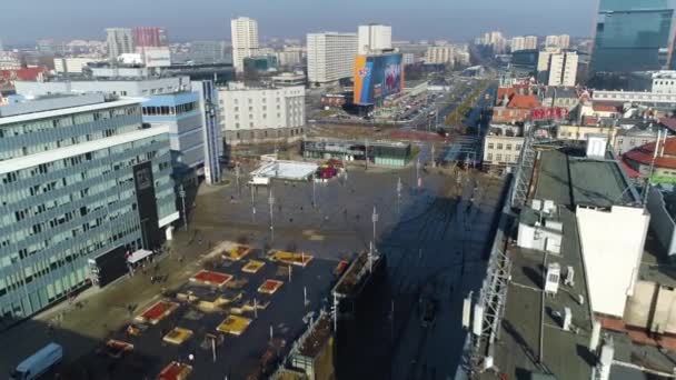 Marktplein Katowice Luchtfoto Van Het Stadscentrum Hoge Kwaliteit Beeldmateriaal — Stockvideo