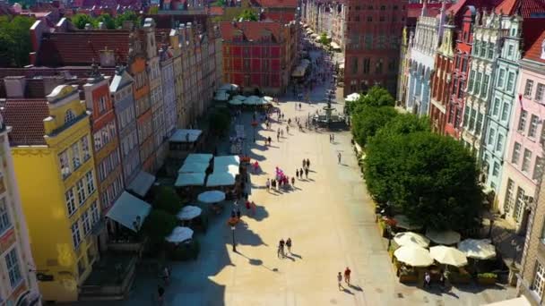 Aerial View Old Town Gdansk High Quality Footage — Wideo stockowe