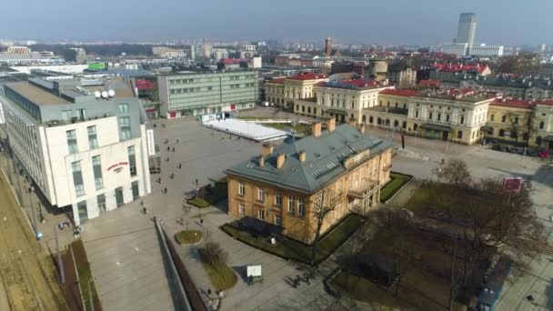 Aerial View Cracow Main Railway Square Beautiful Polish Footage High — Stock Video