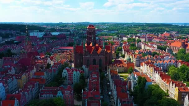 Vista Aérea Bazylika Mikolaja Gdansk Imagens Alta Qualidade — Vídeo de Stock