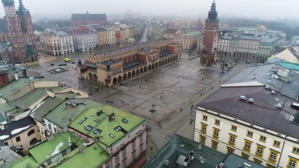 Aerial View Cracow Main Square Beautiful Polish Footage High Quality — Stock videók