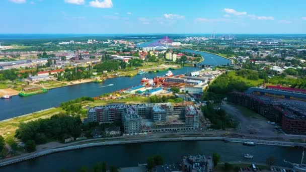 Aerial View Bridge Martwa Wisla Gdansk High Quality Footage — ストック動画