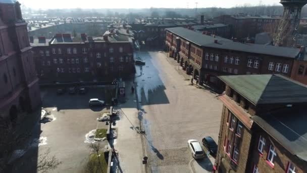 Old Historic Housing Estate Nikiszowiec Katowice Aerial View High Quality — Stock video