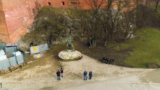 Aerial View Wawel Castle Wawel Dragon Cracow High Quality Footage — Stockvideo