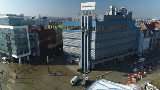 Aerial View Market Square Katowice Club Pomarancza High Quality Footage — Stockvideo