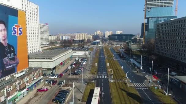 Shot Rondo Katowice Aerial View Town Center High Quality Footage — Vídeos de Stock